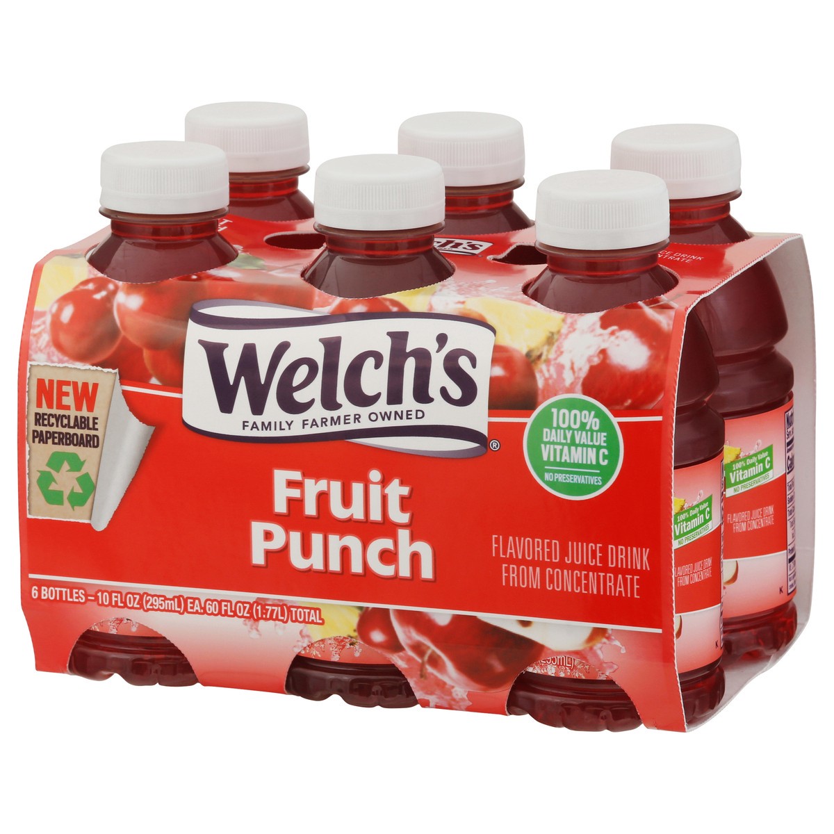 slide 2 of 11, Welch's Fruit Punch Juice Drink, 10 Fl Oz On-the-Go Bottle (Pack of 6), 60 fl oz