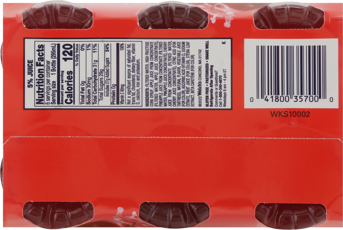 slide 7 of 11, Welch's Fruit Punch Juice Drink, 10 Fl Oz On-the-Go Bottle (Pack of 6), 60 fl oz