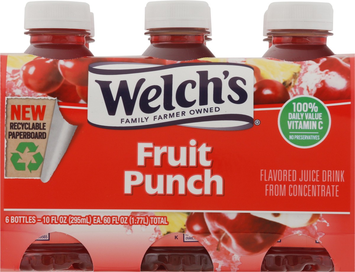 slide 9 of 11, Welch's Fruit Punch Juice Drink, 10 Fl Oz On-the-Go Bottle (Pack of 6), 60 fl oz