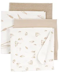 Carter's Carters Baby 4-Pack Duck Receiving Blankets Brown/Ivory OSZ