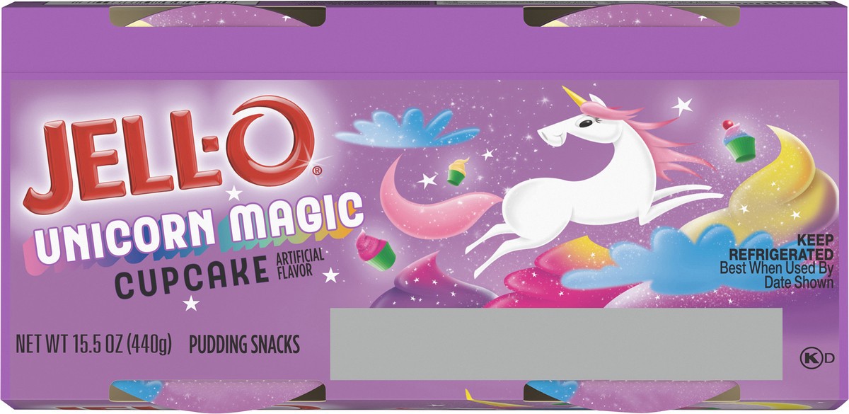 slide 6 of 9, Jell-O Unicorn Magic Cupcake Ready-to-Eat Pudding Cups Snack, 4 ct Cups, 4 ct