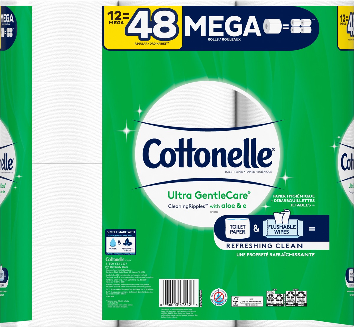 slide 4 of 10, Cottonelle Ultra GenlteCare Mega Rolls 1-Ply Toilet Paper 12 ea, 12 ct