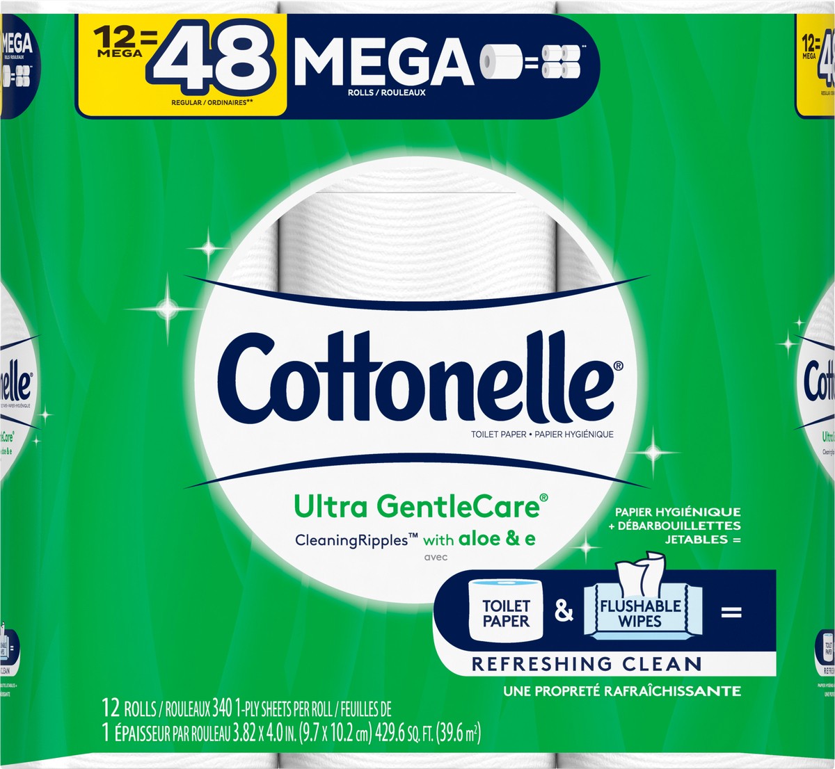 slide 3 of 10, Cottonelle Ultra GenlteCare Mega Rolls 1-Ply Toilet Paper 12 ea, 12 ct