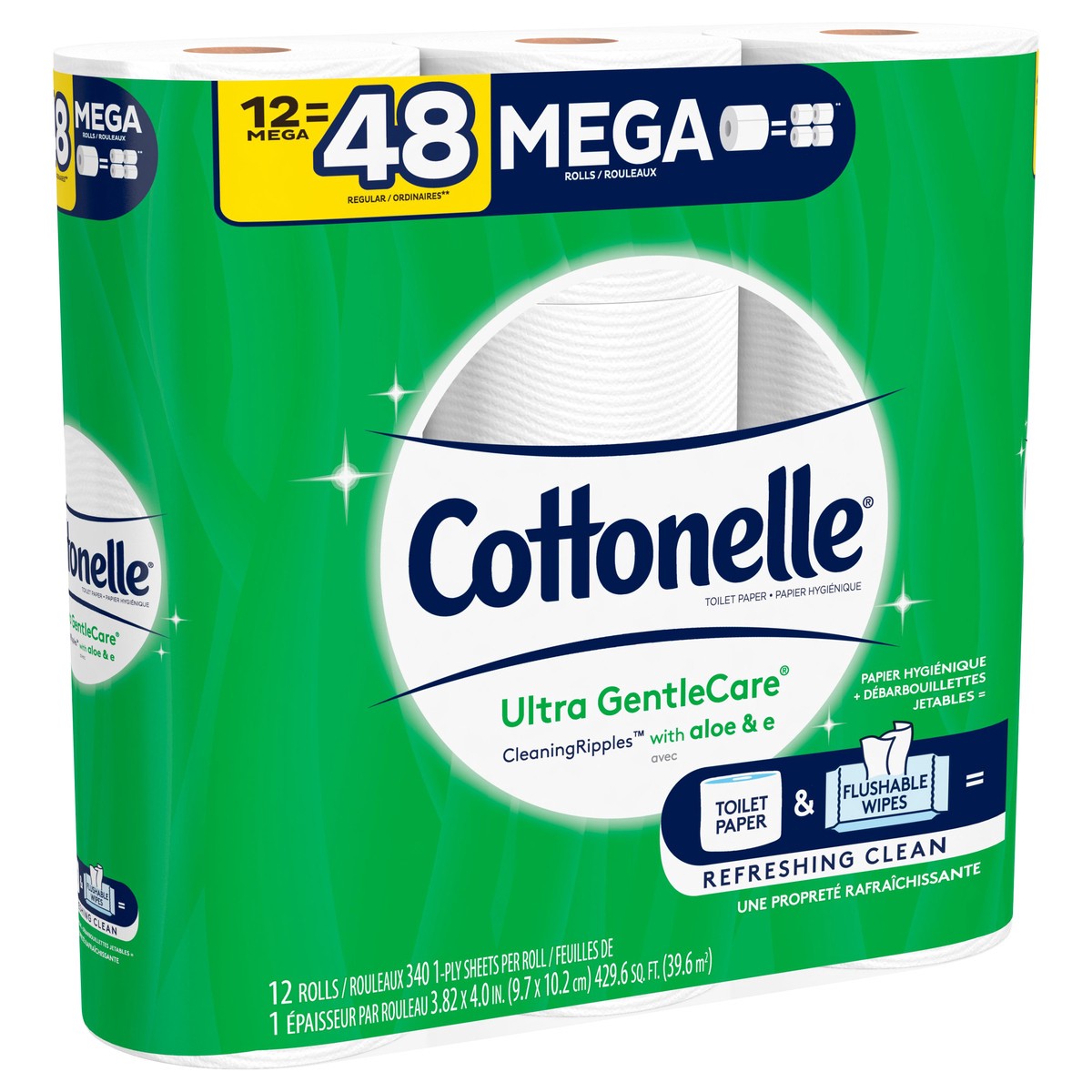 slide 8 of 10, Cottonelle Ultra GenlteCare Mega Rolls 1-Ply Toilet Paper 12 ea, 12 ct