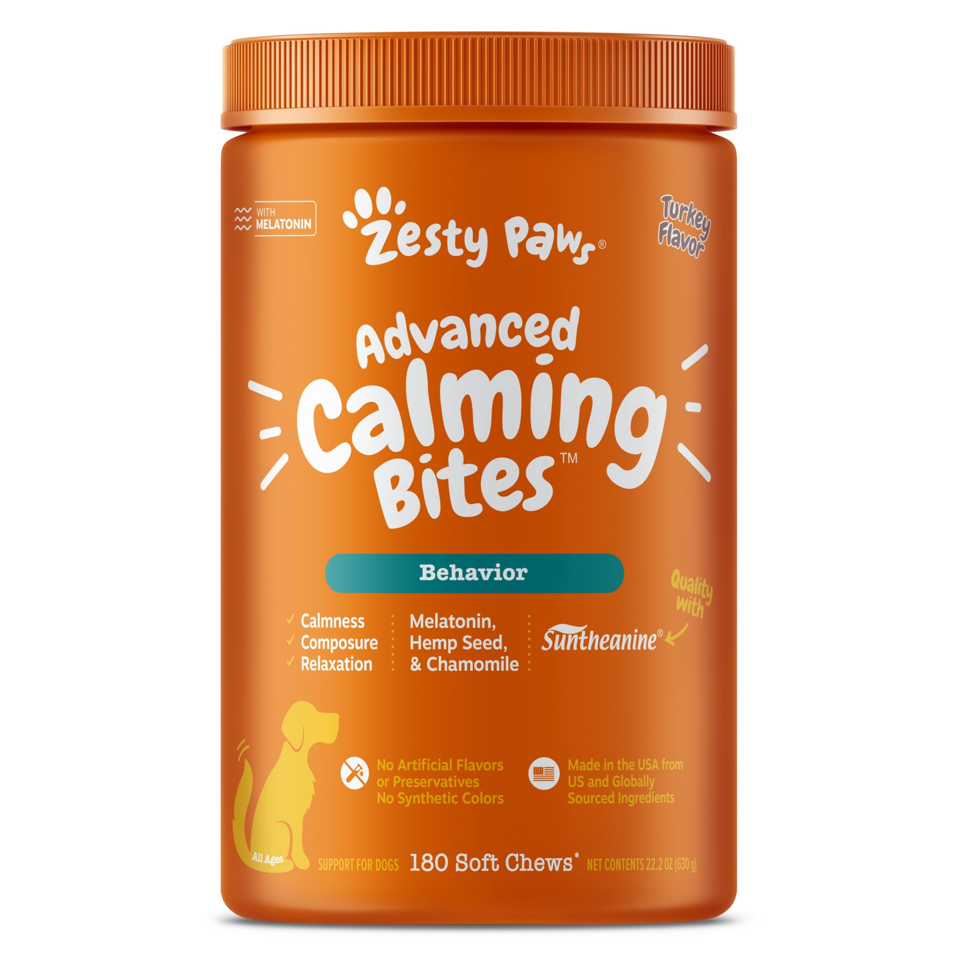 slide 1 of 1, Zesty Paws Turkey Advanced Calming for Dogs, 22.2 oz., Count of 180, 22.2 oz;180 ct