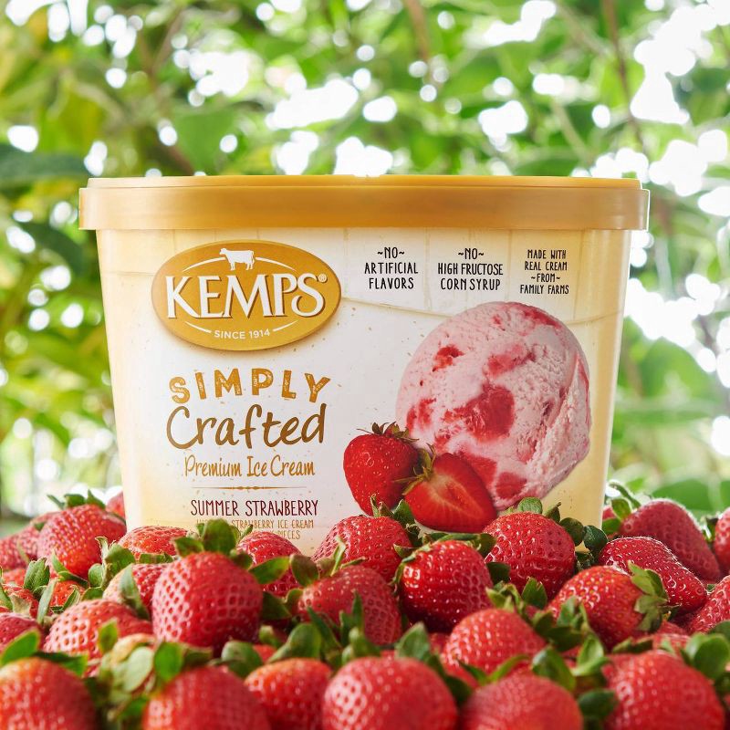 slide 2 of 2, Kemps Simply Crafted Ice Cream, Summer Strawberry, 48 oz