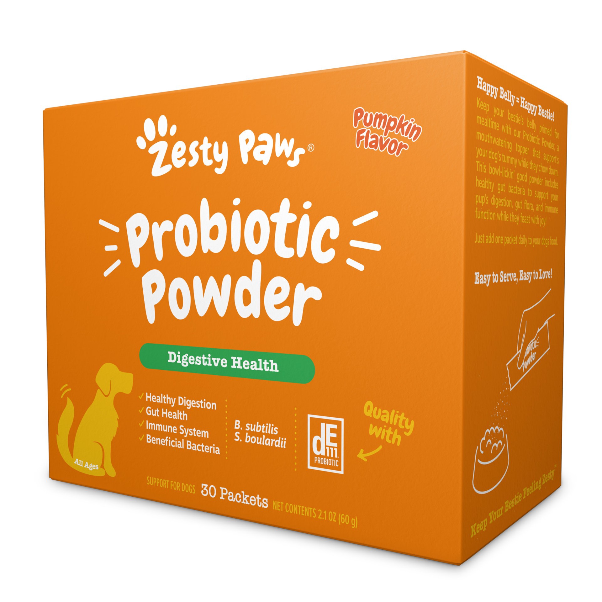slide 1 of 1, Zesty Paws Pumpkin Probiotic Powder for Dogs, 2.4 oz., Count of 30, 2.4 oz;30 ct