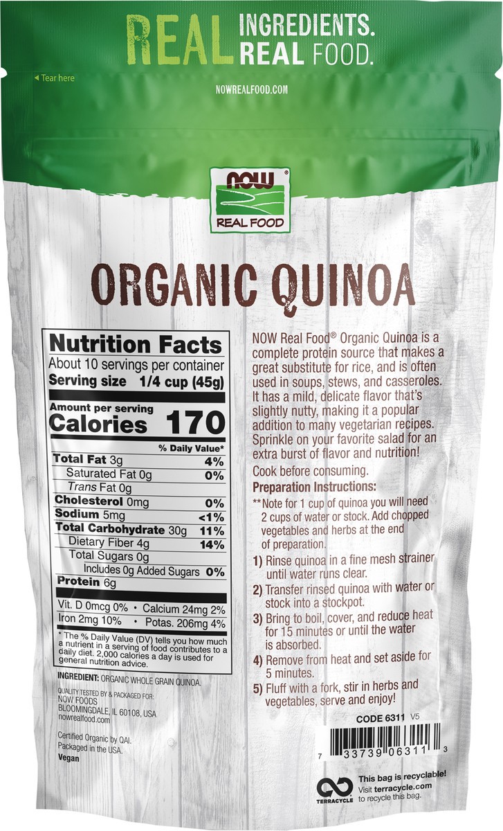 slide 3 of 7, NOW Real Food Quinoa Whole Grain, Organic - 16 oz., 16 oz