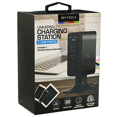 slide 1 of 1, Bytech USB Charging Station Black, 1 ct