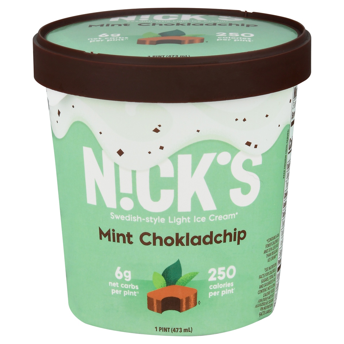 slide 1 of 1, Nick's Light Mint Chokladchip Ice Cream 1 pt Cup\Tub, 