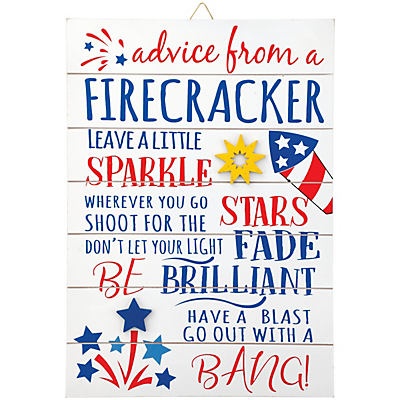 slide 1 of 1, Destination Holiday Firecracker Wooden Patriotic Wall Decor, 1 ct