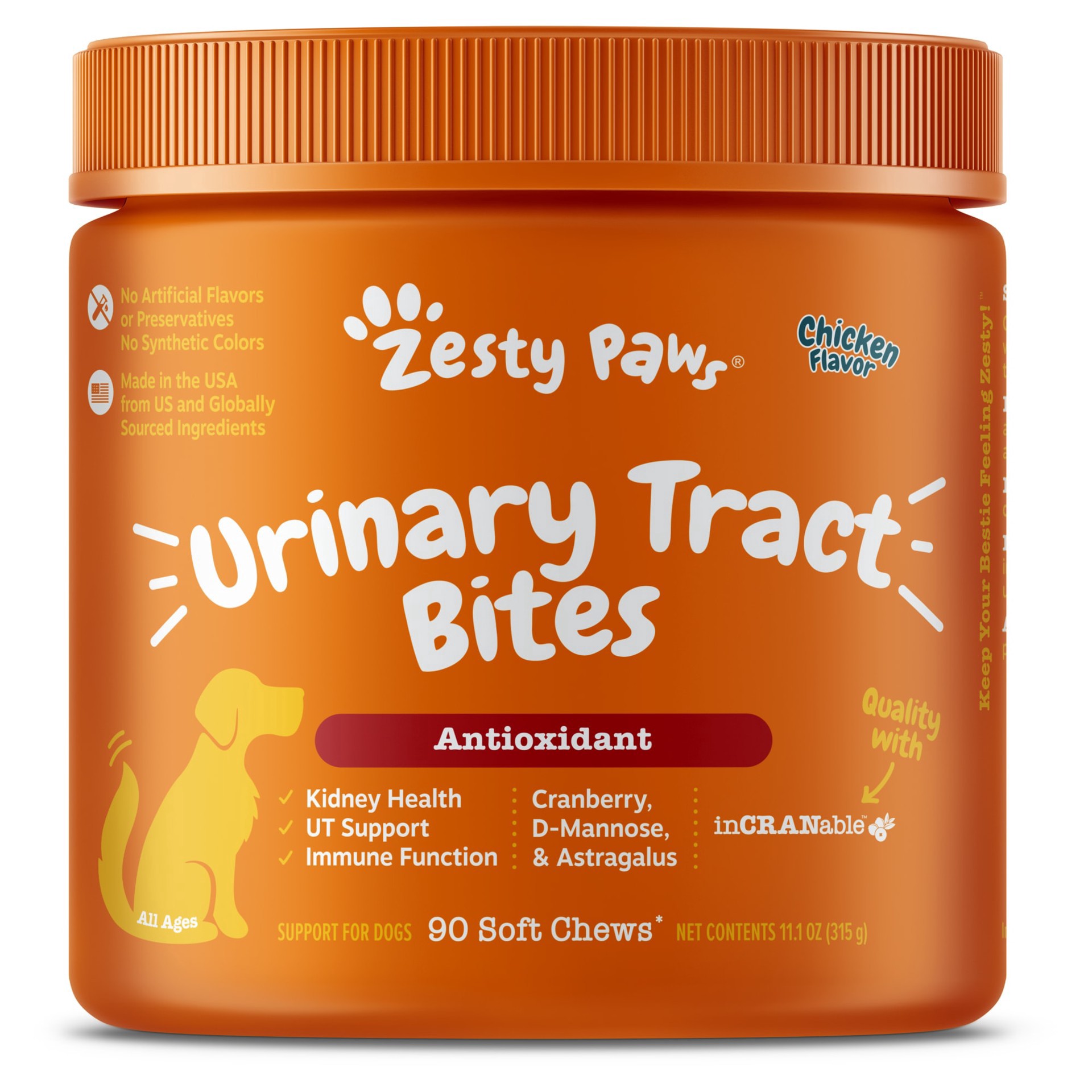 slide 1 of 1, Zesty Paws Chicken Cranberry Bites Soft Chews for Dogs, 11.1 oz., Count of 90, 90 ct
