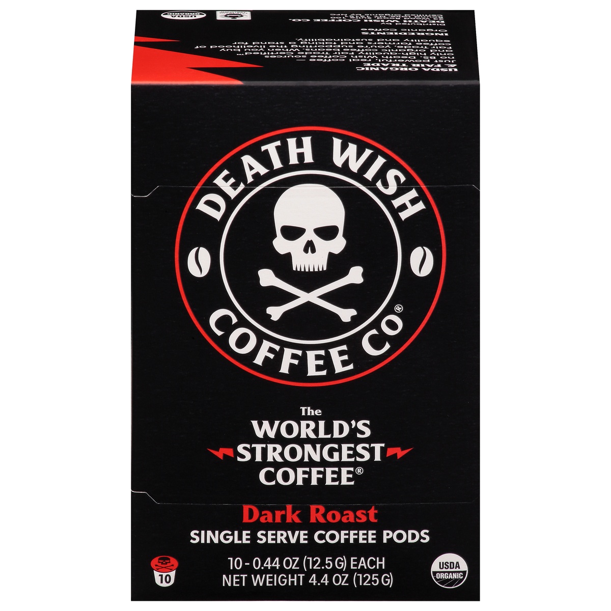 slide 1 of 1, Death Wish Coffee Co. Organic Single Serve Coffee Pods, 4.4 oz