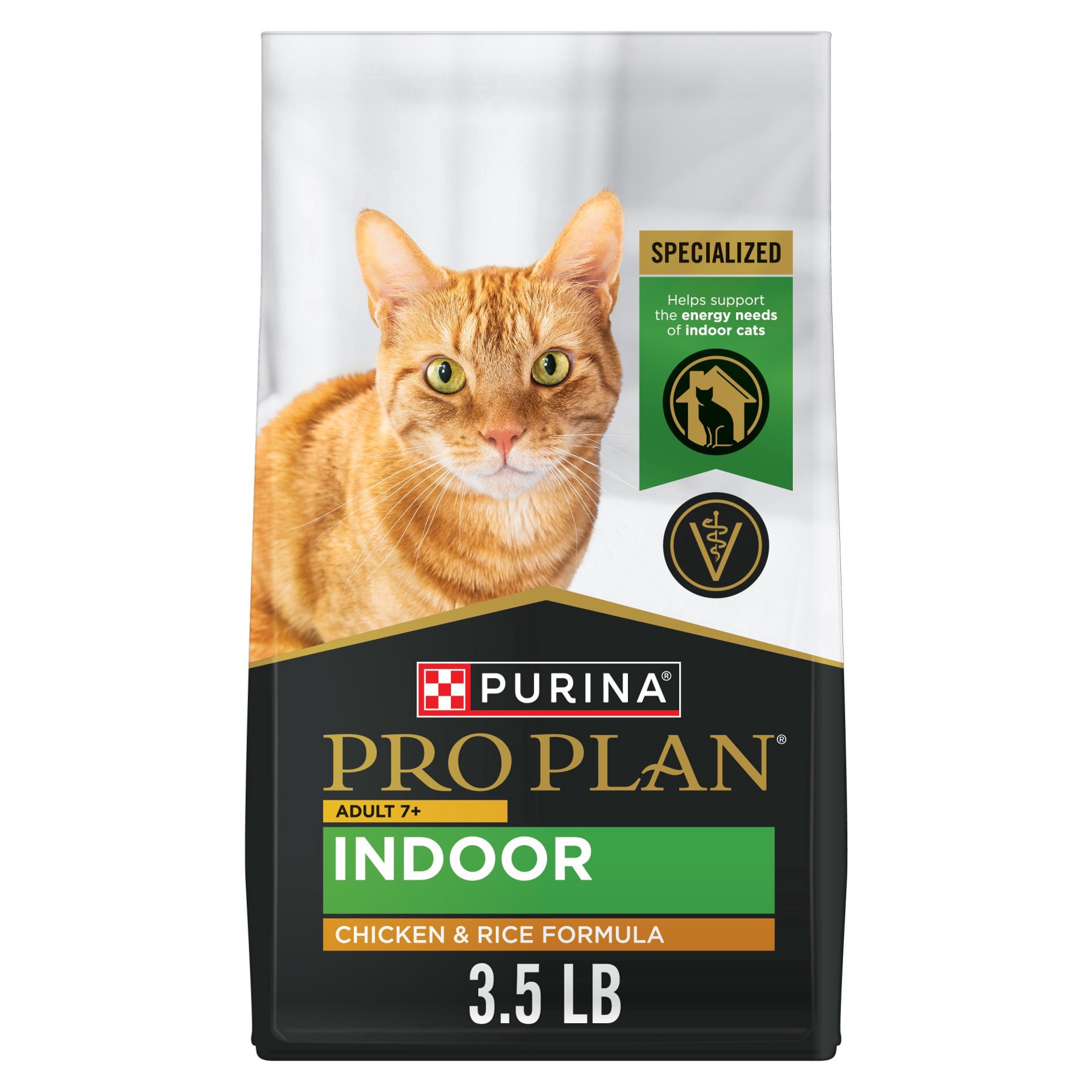 slide 1 of 1, Purina Pro Plan Adult 7 Plus Indoor Chicken and Rice Formula High Protein Cat Food, 3.5 lb
