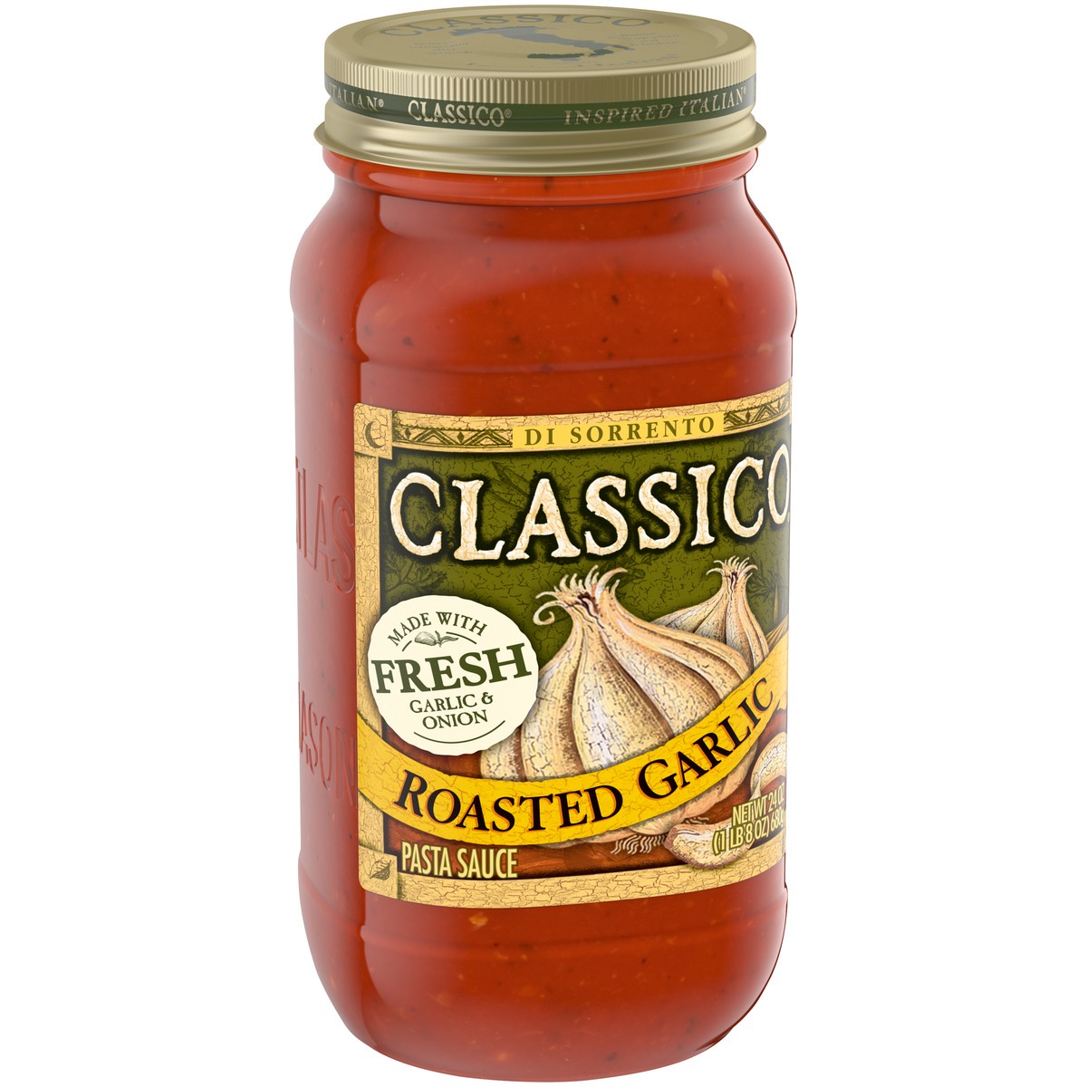 slide 3 of 9, Classico Roasted Garlic Pasta Sauce, 24 oz. Jar, 24 oz
