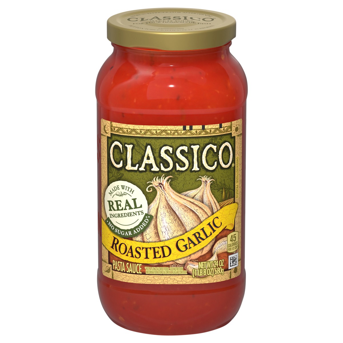 slide 1 of 9, Classico Roasted Garlic Pasta Sauce, 24 oz Jar, 24 oz