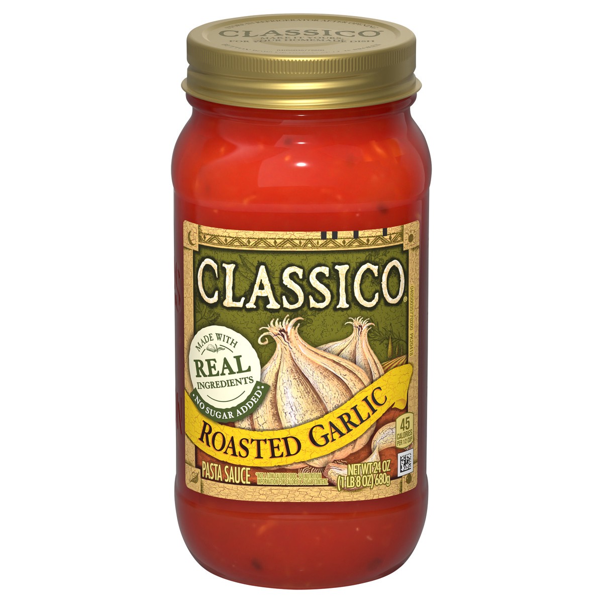 slide 1 of 9, Classico Roasted Garlic Pasta Sauce, 24 oz. Jar, 24 oz