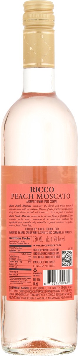 slide 13 of 13, Carletto Ricco Peach Moscato Semi-Sweet, 750 ml