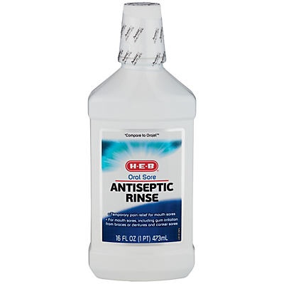 slide 1 of 1, H-E-B Oral Sore Antiseptic Rinse, 16 oz