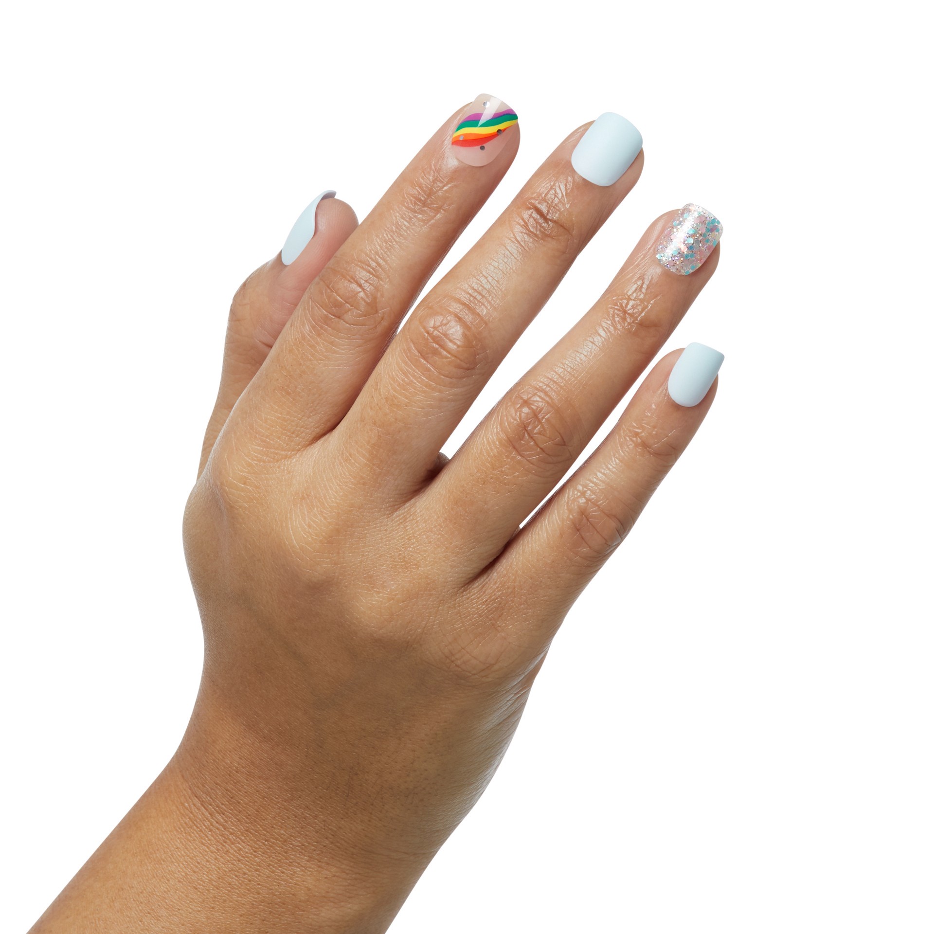 slide 2 of 5, imPRESS Press-On Nails Pride Manicure, No Glue Needed, Blue, Short, Square, 33 Ct., 34 pc