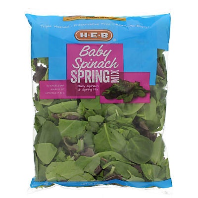 slide 1 of 1, H-E-B Baby Spinach & Spring Mix, 6 oz