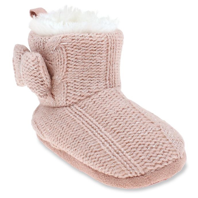 slide 1 of 1, Capelli New York Size 0-6 Months Metallic Knit Slipper Boot - Dusty Pink, 1 ct