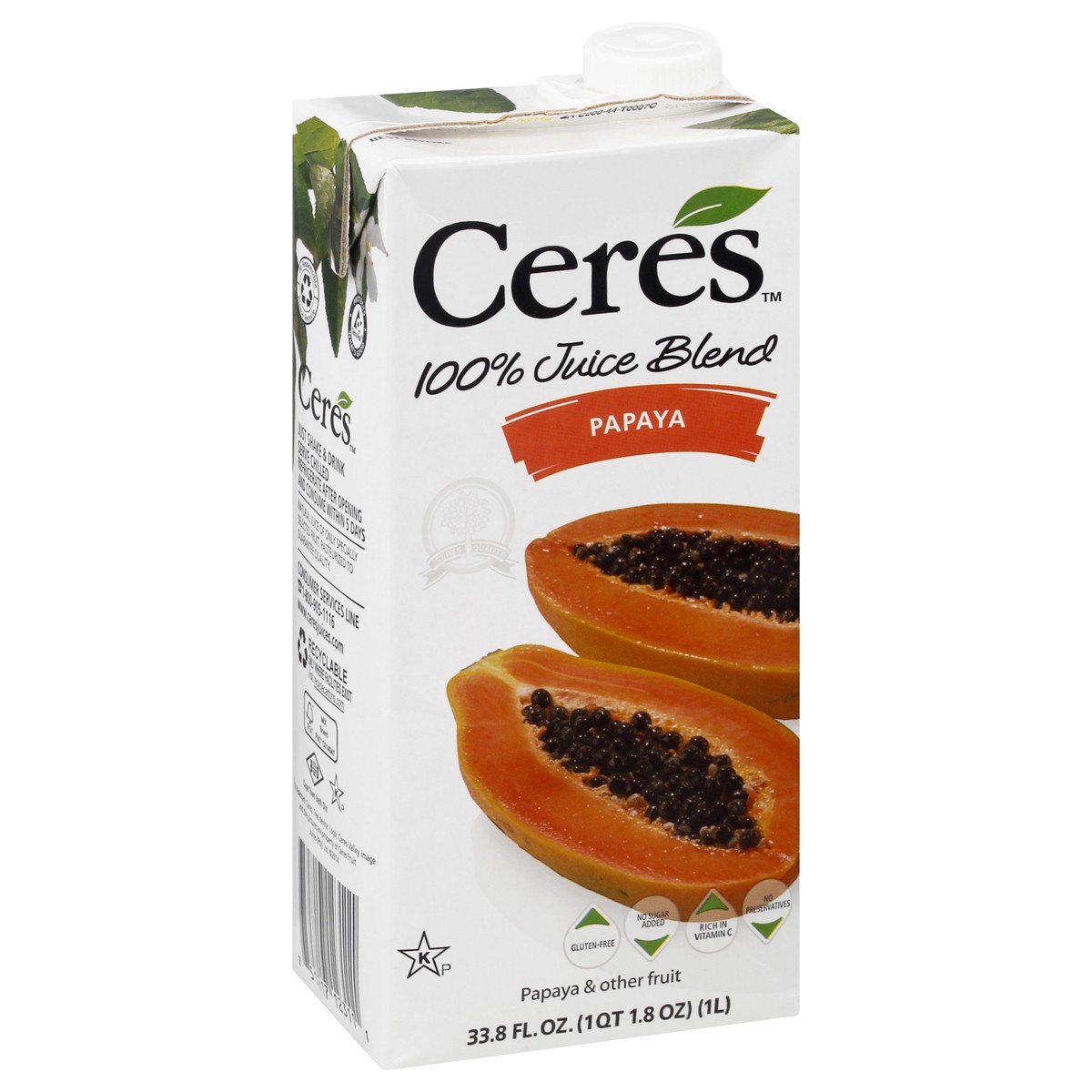 slide 8 of 10, Ceres Papaya 100% Juice Blend 33.8 oz, 1 liter