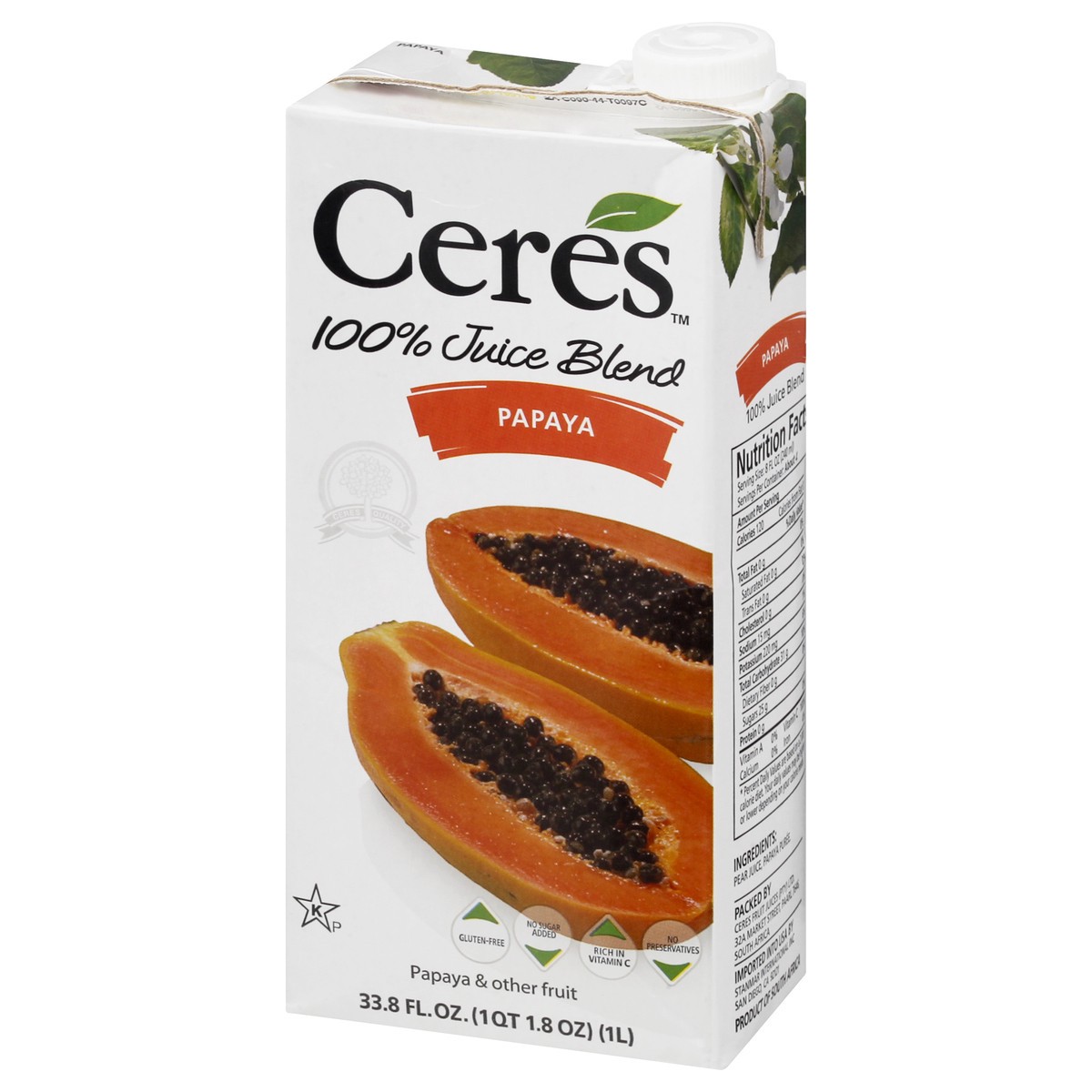 slide 10 of 10, Ceres Papaya 100% Juice Blend 33.8 oz, 1 liter