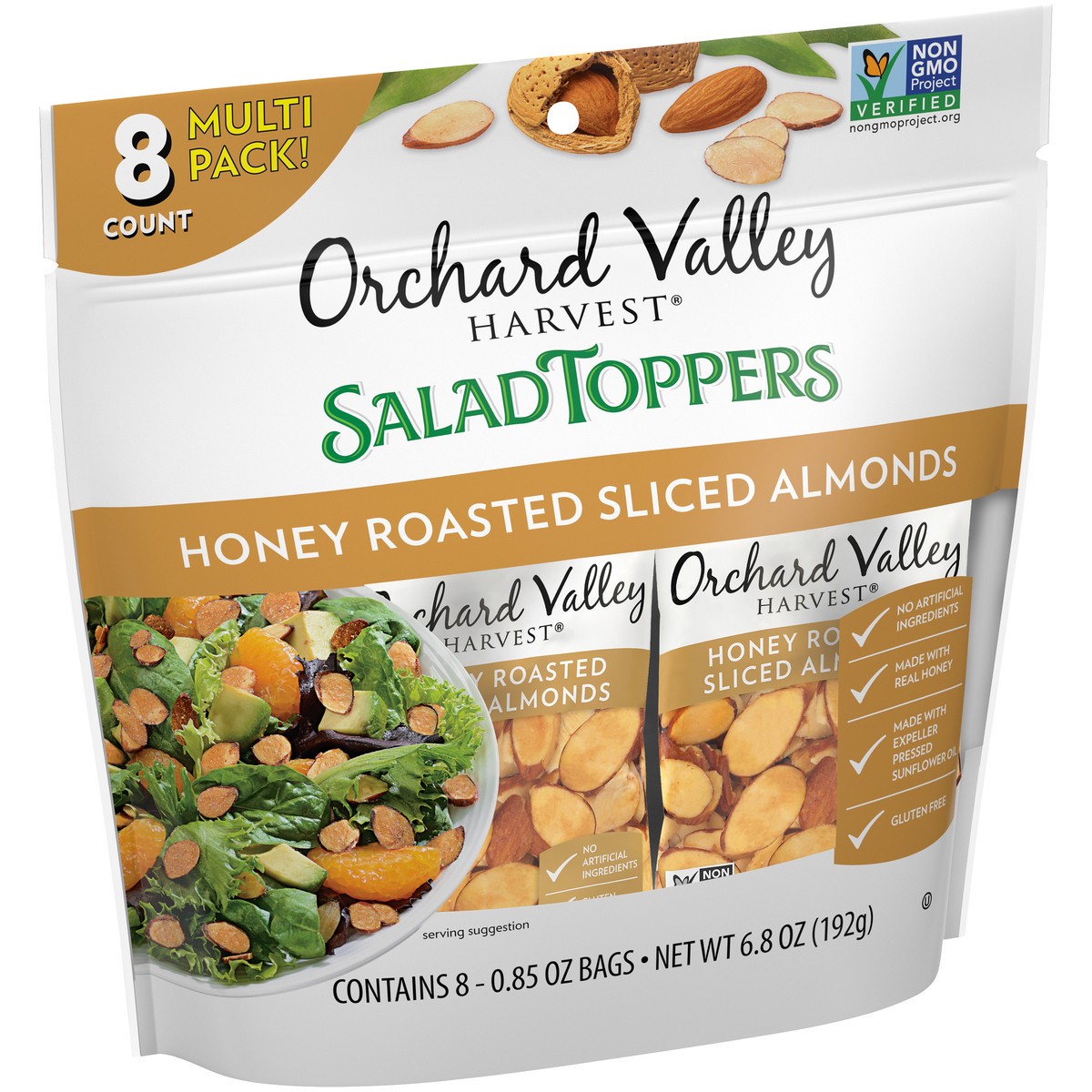 slide 2 of 14, Orchard Valley Harvest Salad Toppers Honey Roasted Sliced Almonds 8-0.85 oz. Bags, 6.8 oz