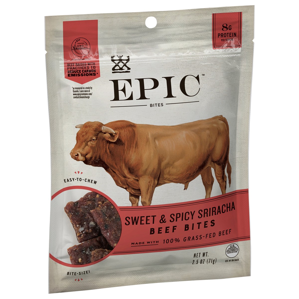 slide 2 of 8, EPIC Sriracha Beef Bites, Grass-Fed, Whole30, 2.5oz, 2.5 oz