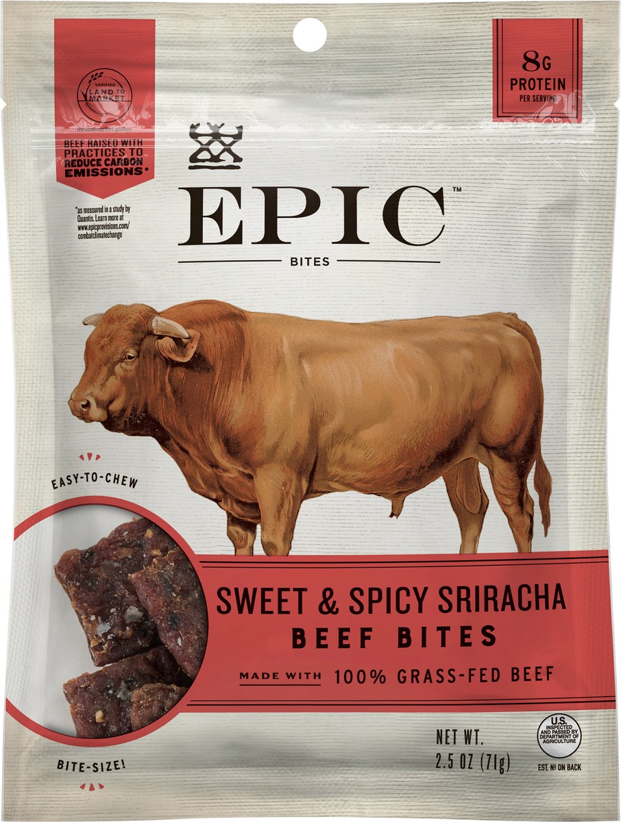 slide 5 of 8, EPIC Sriracha Beef Bites, Grass-Fed, Whole30, 2.5oz, 2.5 oz