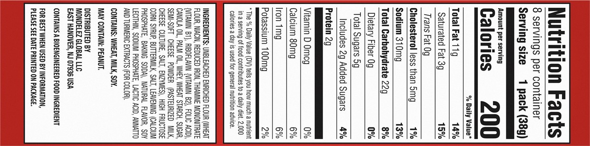 slide 5 of 9, RITZ Cheese Sandwich Crackers, 8 Snack Packs (6 Crackers Per Pack), 10.8 oz