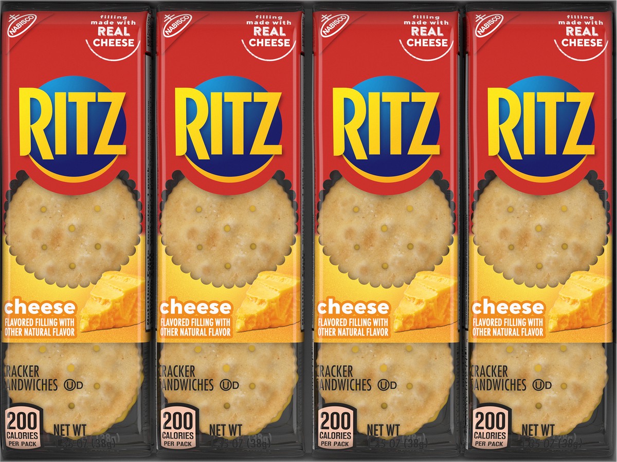 slide 9 of 9, RITZ Cheese Sandwich Crackers, 8 Snack Packs (6 Crackers Per Pack), 10.8 oz