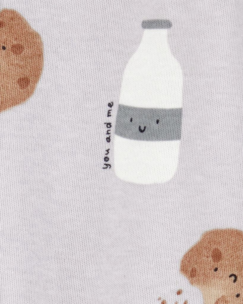 slide 2 of 2, Carter's Baby Milk & Cookies 2-Way Zip Cotton Sleep & Play Pajamas - Grey Grey NB, 1 ct