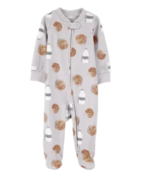 Carter's Baby Milk & Cookies 2-Way Zip Cotton Sleep & Play Pajamas - Grey NB