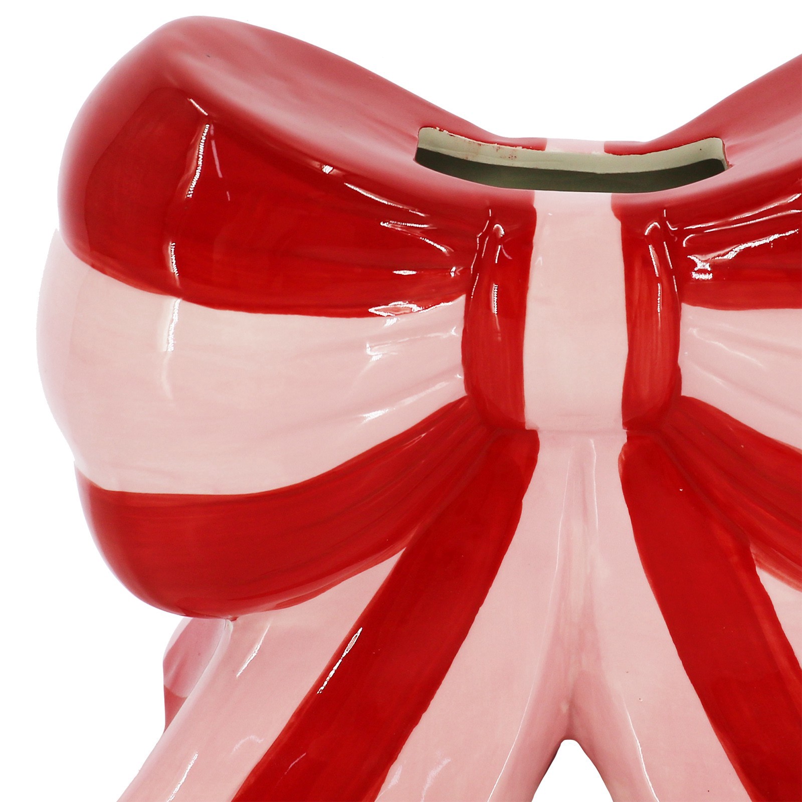 slide 4 of 4, 8" Pink Stripe Bow Ceramic Container By Ashland, 8 in