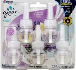 Glade PlugIns Scented Oil 5 Refills, Air Freshener, Lavender & Vanilla Fragrance, Essential Oil Infused Wall Plug In, 3.35 FL OZ, Pack of 5