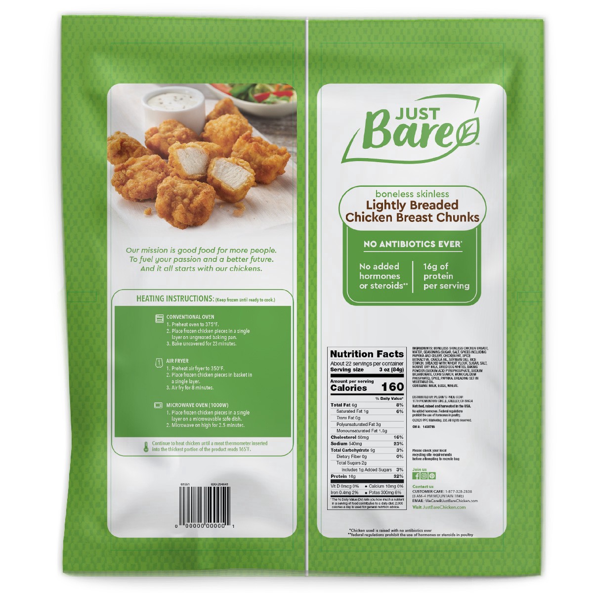 Just BARE Lightly Breaded Chicken Breast Chunks 4 Lb Shipt