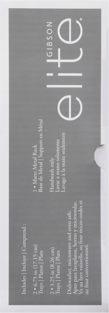 slide 5 of 9, Gibson Elite Gracious Dining Collection Set of 4 Stoneware Rectangle Serving Tidbit Dishes Set with Metal Rack 1 ea, 1 ct