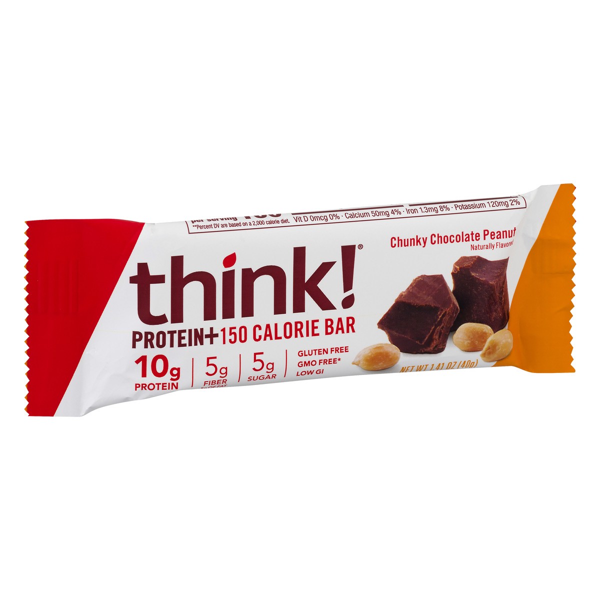 slide 5 of 12, think! Chunky Chocolate Peanut Protein Bar 1.41 oz, 1.41 oz