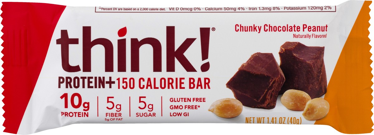 slide 9 of 12, think! Chunky Chocolate Peanut Protein Bar 1.41 oz, 1.41 oz