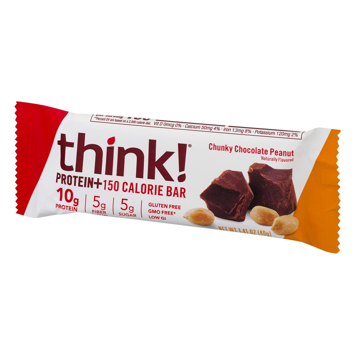 slide 6 of 12, think! Chunky Chocolate Peanut Protein Bar 1.41 oz, 1.41 oz