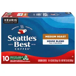 Seattle's Best Coffee, Medium Roast K-Cup Coffee Pods, House Blend, 100% Arabica, 1 Box (10 Pods)