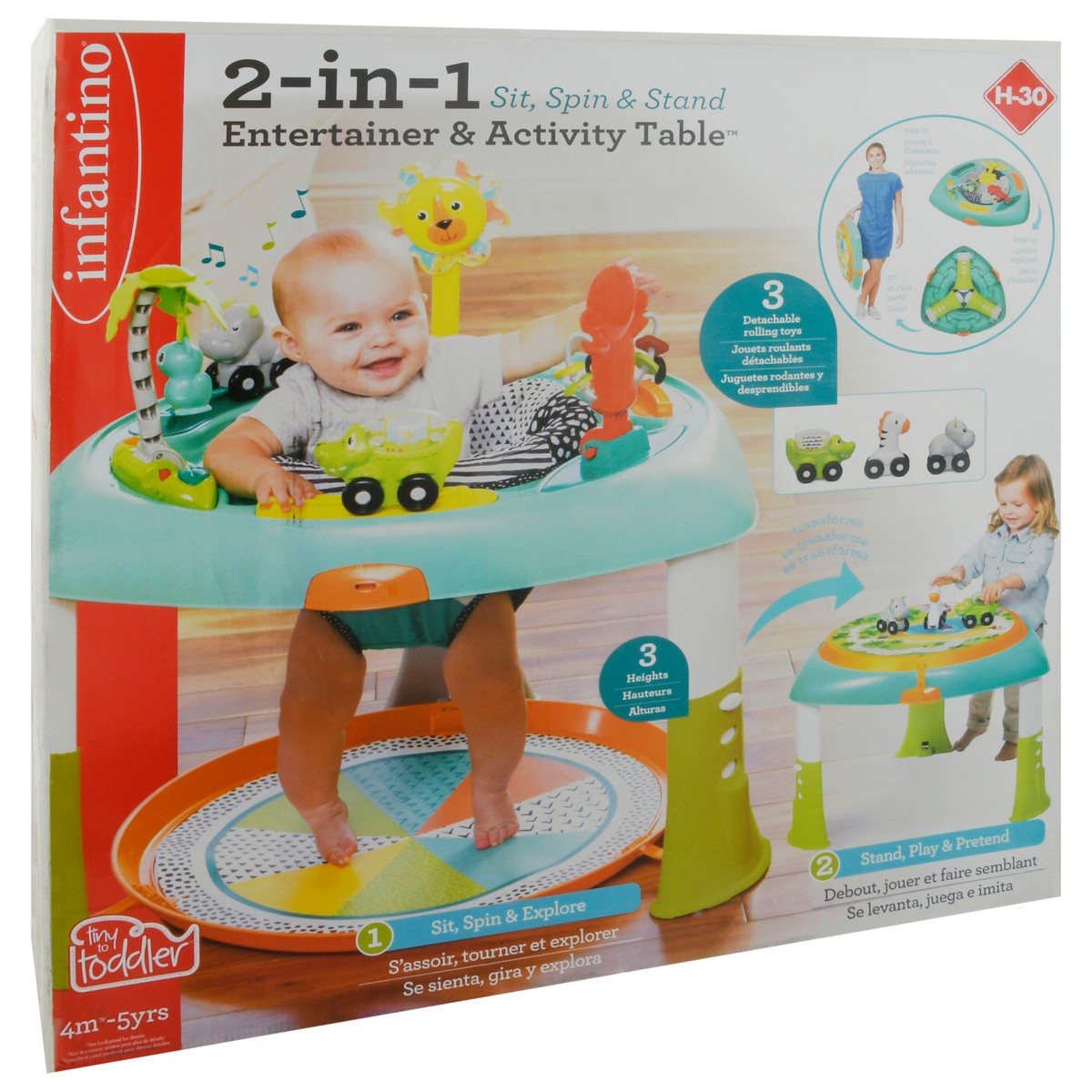 slide 2 of 9, Infantino 4 Months-5 Years Tiny to Toddler Spin & Stand 2-in-1 Sit Entertainer & Activity Table 1 ea, 1 ct