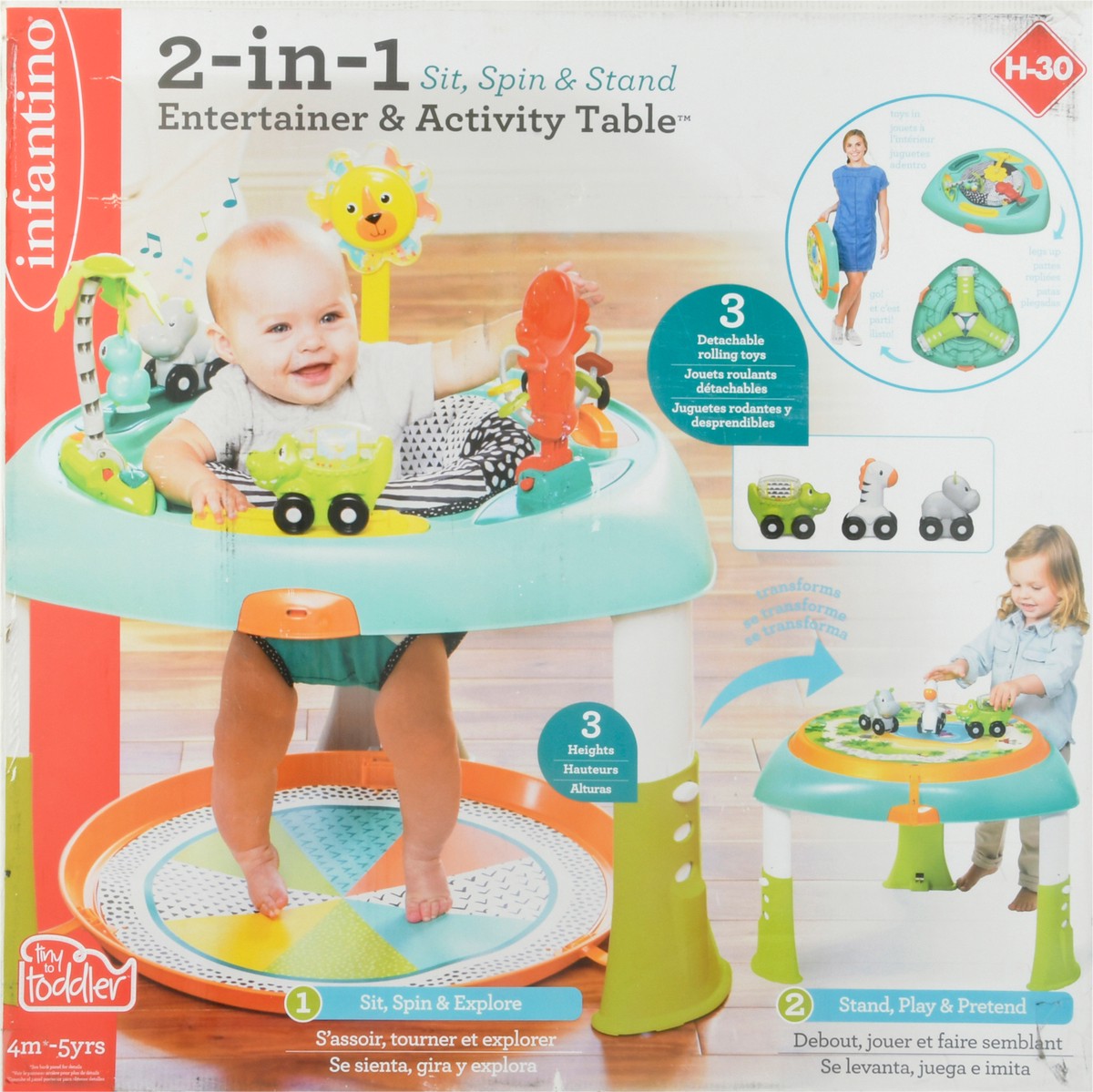 slide 1 of 9, Infantino 4 Months-5 Years Tiny to Toddler Spin & Stand 2-in-1 Sit Entertainer & Activity Table 1 ea, 1 ct