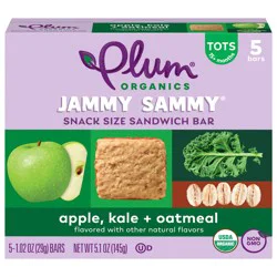 Plum Organics Jammy Sammy Snack Size Sandwich Bar Apple, Kale + Oatmeal 5-Count Box/1.02oz Bars