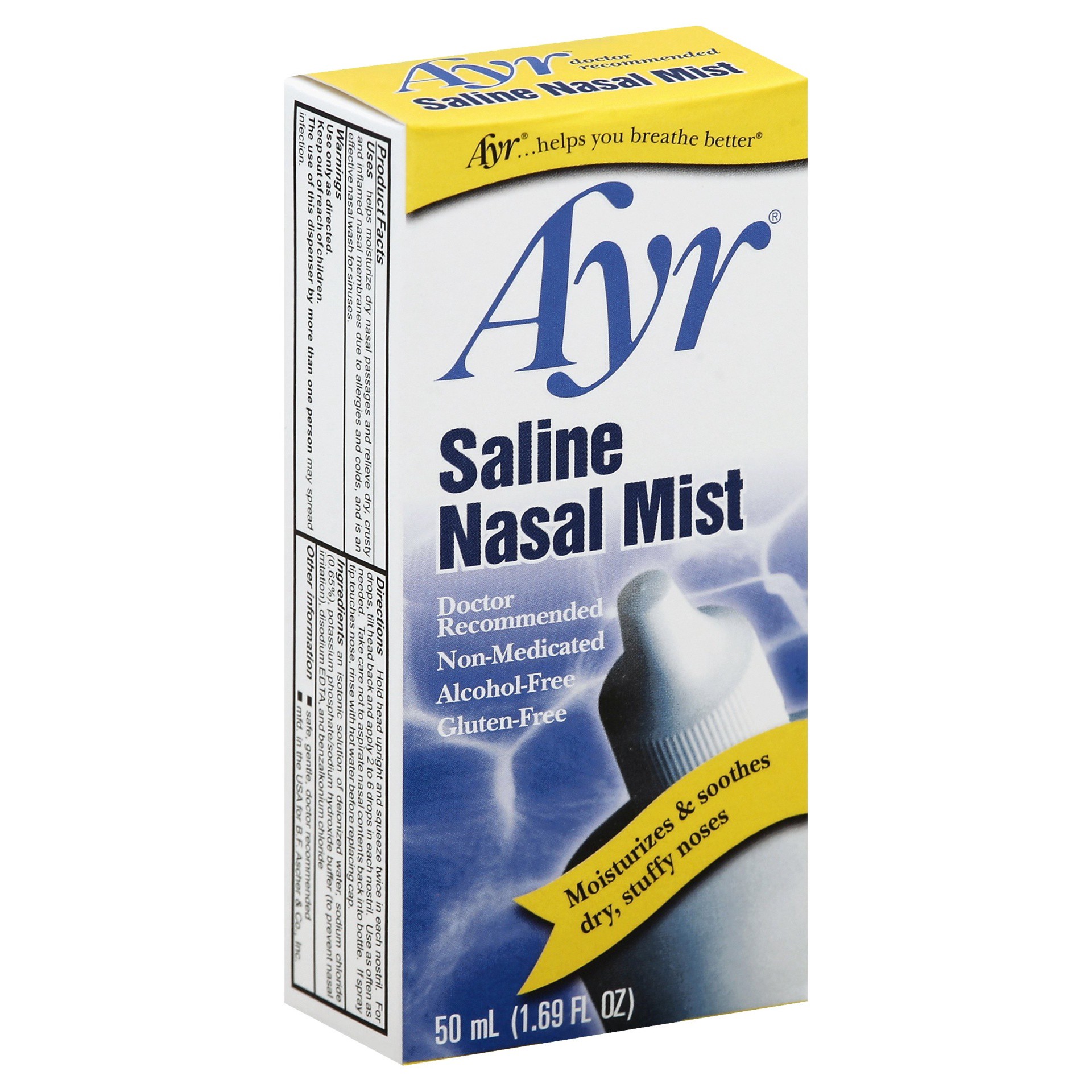 slide 1 of 9, Ayr Saline Nasal Mist 1.69 fl oz, 1.69 fl oz