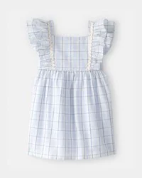 Carter's Toddler Girl Ruffle-Sleeve Gingham Dress - Blue/White 4T