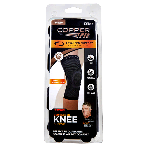 slide 1 of 1, Copper Fit Advanced Knee Compression Sleeve, Large, 1 ct