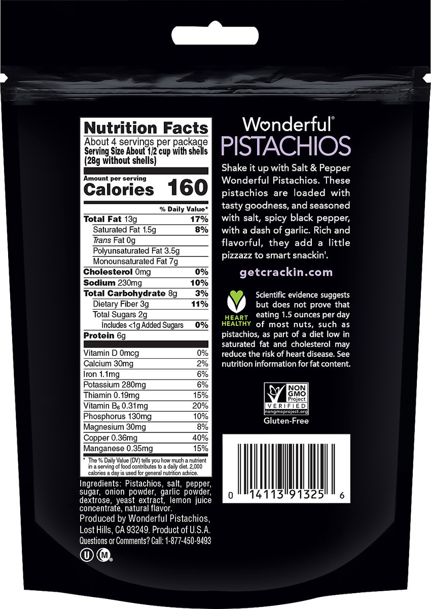 slide 4 of 6, Wonderful Pistachios, In Shell Salt & Pepper Flavored Nuts, 7 Ounce Bag, 7 oz